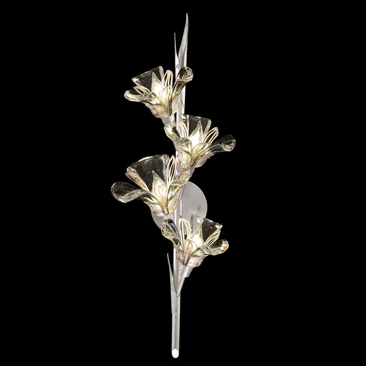 Fine Art Handcrafted Lighting Azu 29"H Sconce in Silver Leaf with White and Gold Details (915650-1ST)