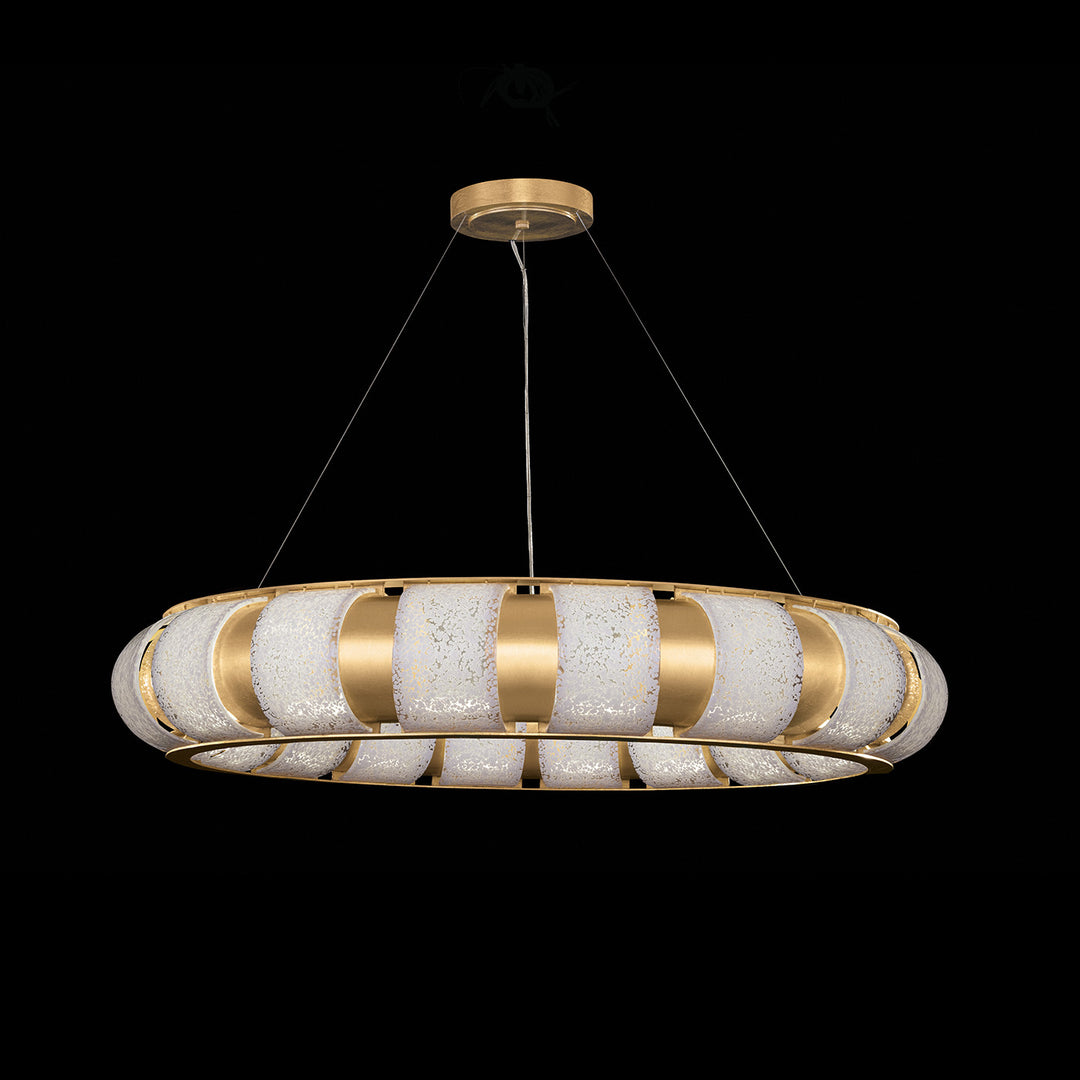 Fine Art Handcrafted Lighting Bond 45"W Round Pendant in Standard Gold Leaf, Bahama Sand (925740-32ST)