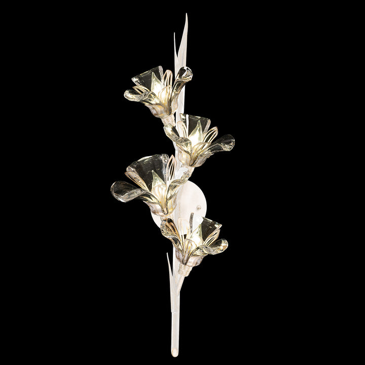 Fine Art Handcrafted Lighting Azu 29"H Sconce in White Gesso with White and Gold Details (915650-3ST)