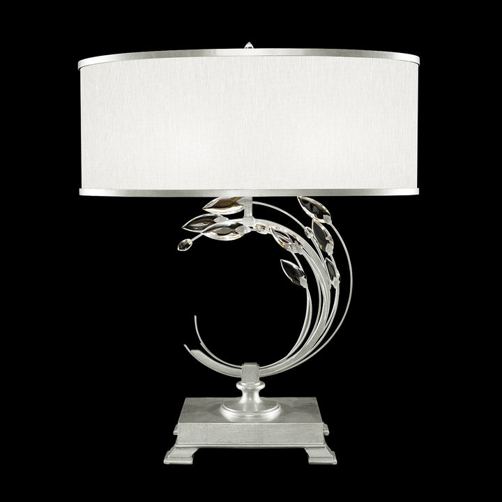 Fine Art Handcrafted Lighting Crystal Laurel 31"H LSF Table Lamp in Standard Silver Leaf w/White Fabric Shade (771510-SF41)