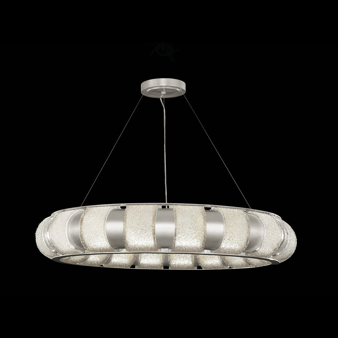 Fine Art Handcrafted Lighting Bond 45"W Round Pendant in Standard Silver Leaf, Diamond Blanket (925740-41ST)