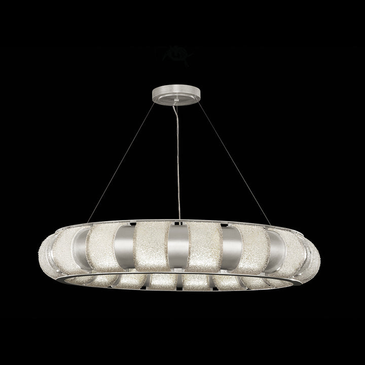 Fine Art Handcrafted Lighting Bond 45"W Round Pendant in Standard Silver Leaf, Diamond Blanket (925740-41ST)