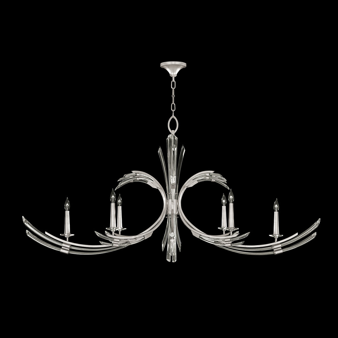 Fine Art Handcrafted Lighting Trevi 68"W Oblong Chandelier in Standard Silver Leaf (781940-1ST)