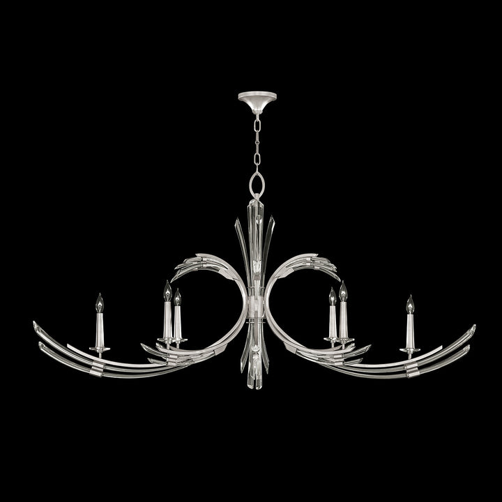 Fine Art Handcrafted Lighting Trevi 68"W Oblong Chandelier in Standard Silver Leaf (781940-1ST)