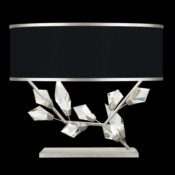 Fine Art Handcrafted Lighting Foret 21.5"H RSF Table Lamp in Silver Leaf w/Black Fabric & Silver Inner Lining Shade (908610-11ST)