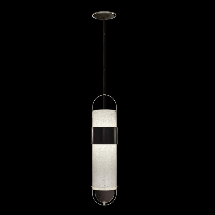 Fine Art Handcrafted Lighting Bond 8"W Round Pendant in Standard Black Iron with Standard Silver Leaf, Bahama Sand (924840-12ST)