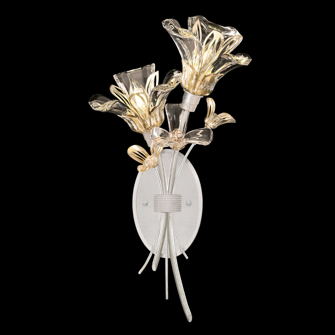 Fine Art Handcrafted Lighting Azu 19.5"H RSF Sconce in Silver Leaf with White and Gold Details (915750-1ST)