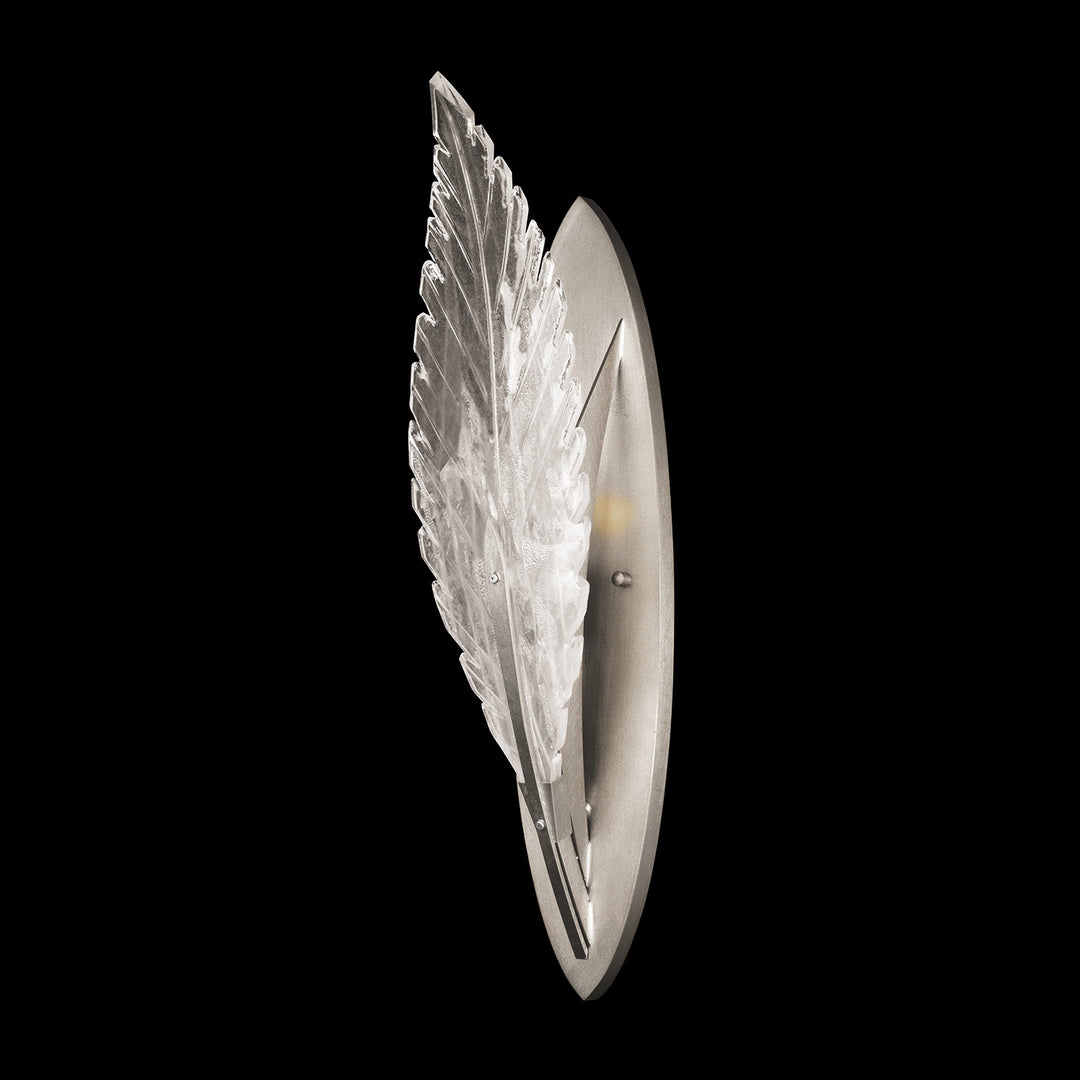 Fine Art Handcrafted Lighting Plume 22"H Sconce in Standard Silver Leaf, White Plumes (894550-11ST)