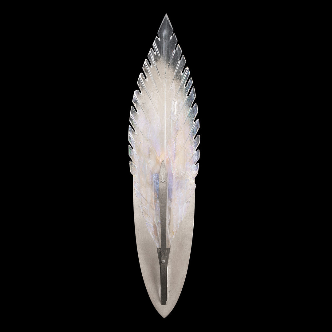 Fine Art Handcrafted Lighting Plume 22"H Sconce in Standard Silver Leaf, Dichroic Plumes (894550-1ST)