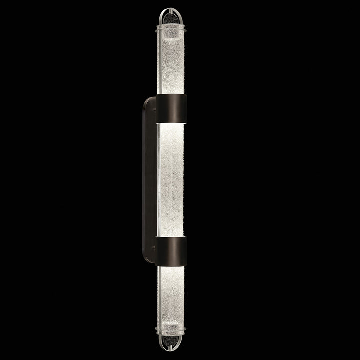 Fine Art Handcrafted Lighting Bond 60"H Sconce in Standard Black Iron with Standard Silver Leaf, Diamond Blanket (925850-11ST)