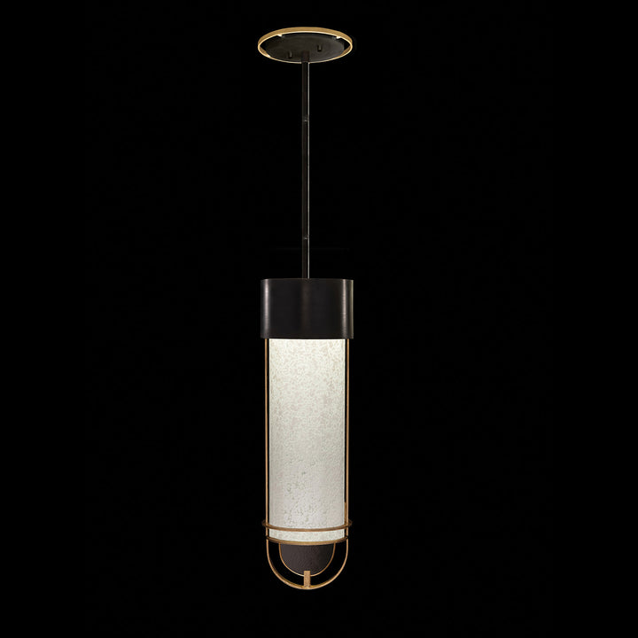 Fine Art Handcrafted Lighting Bond 5.5"W Round Pendant in Standard Black Iron with Gold Leaf, Bahama Sand (926340-22ST)