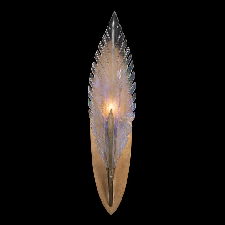 Fine Art Handcrafted Lighting Plume 22"H Sconce in Standard Soft Gold Leaf, Dichroic Plumes (894550-2ST)
