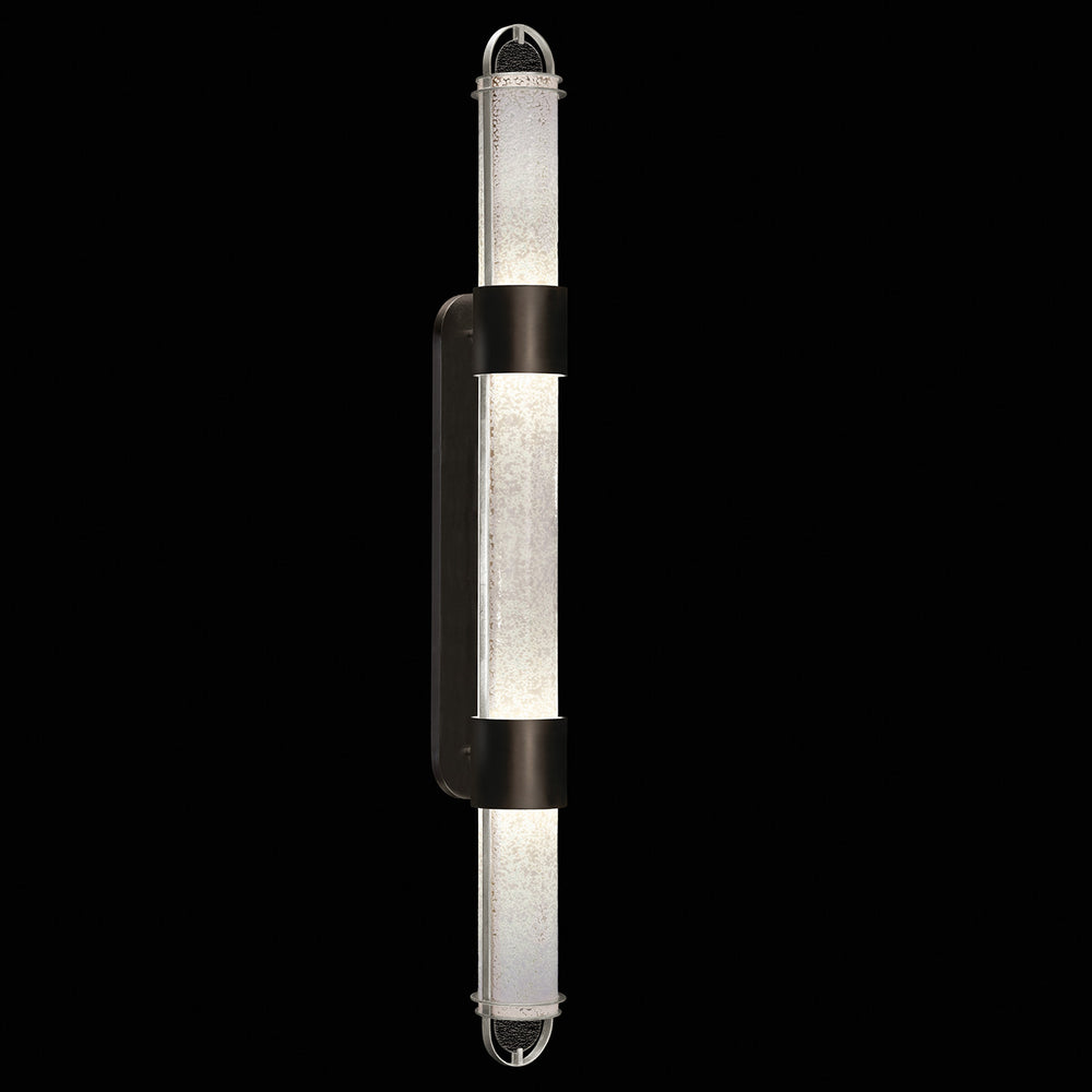 Fine Art Handcrafted Lighting Bond 60"H Sconce in Standard Black Iron with Standard Silver Leaf, Bahama Sand (925850-12ST)