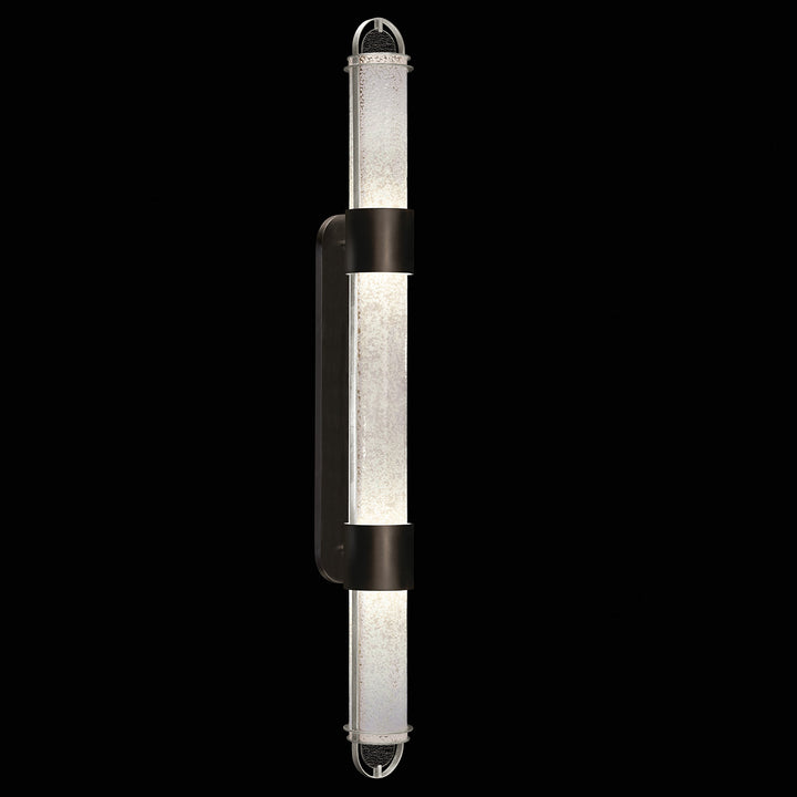Fine Art Handcrafted Lighting Bond 60"H Sconce in Standard Black Iron with Standard Silver Leaf, Bahama Sand (925850-12ST)