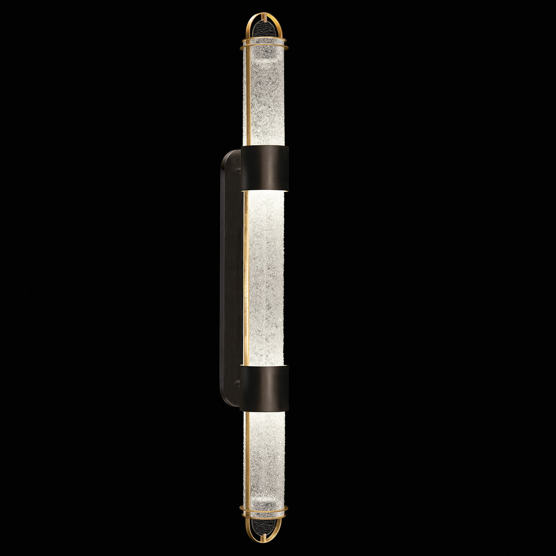 Fine Art Handcrafted Lighting Bond 60"H Sconce in Standard Black Iron with Gold Leaf, Diamond Blanket (925850-21ST)