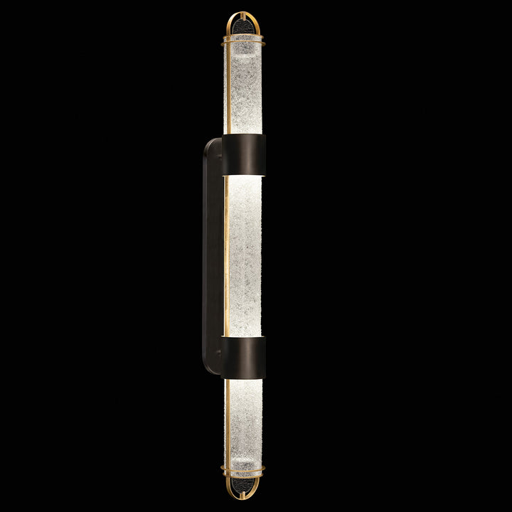 Fine Art Handcrafted Lighting Bond 60"H Sconce in Standard Black Iron with Gold Leaf, Diamond Blanket (925850-21ST)