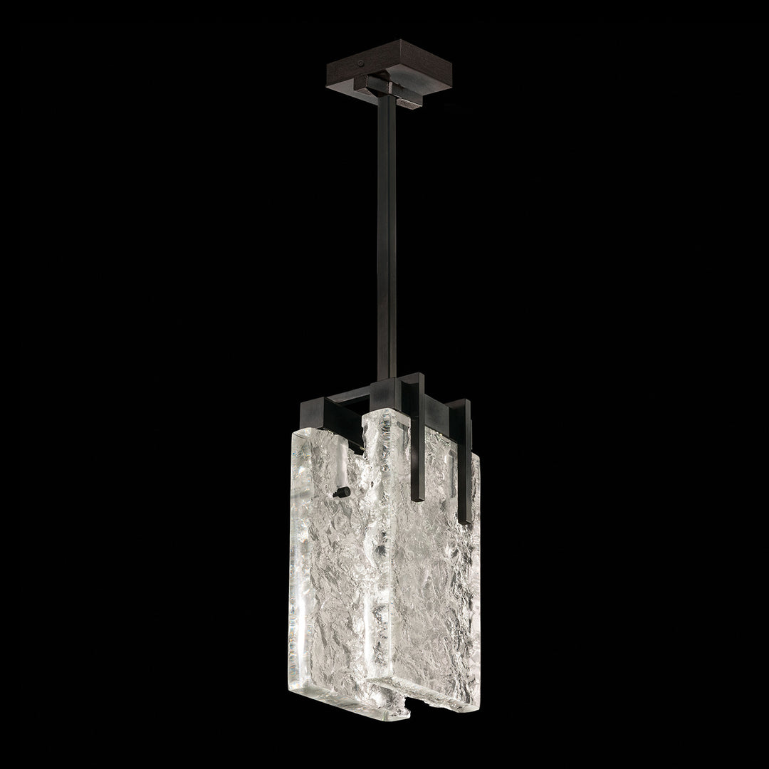 Fine Art Handcrafted Lighting Terra 7.75"W Rectangular Pendant 930540 in Standard Black Iron, Clear (930540-11ST)