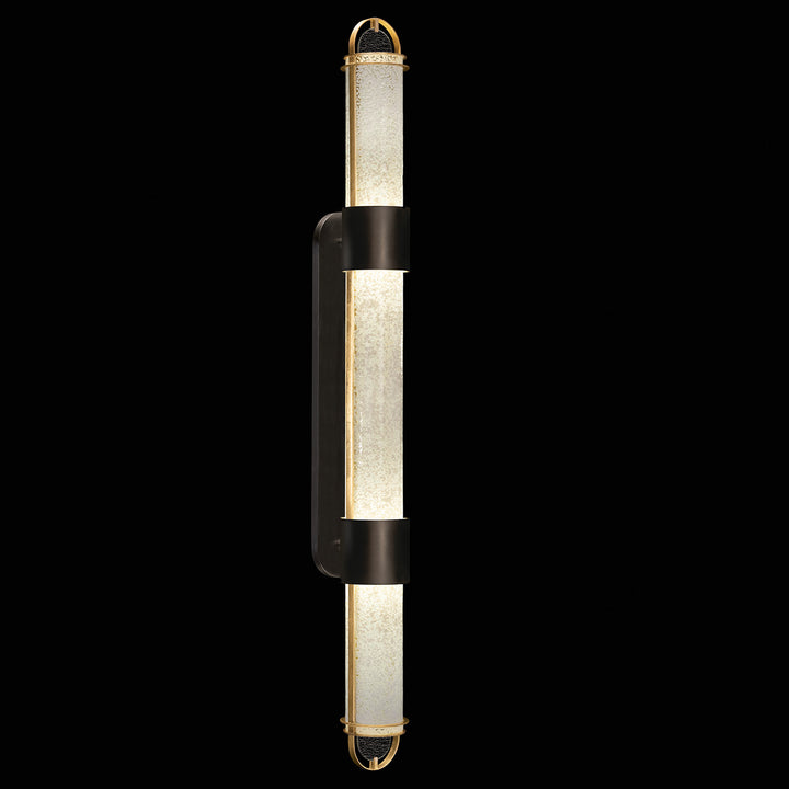 Fine Art Handcrafted Lighting Bond 60"H Sconce in Standard Black Iron with Gold Leaf, Bahama Sand (925850-22ST)