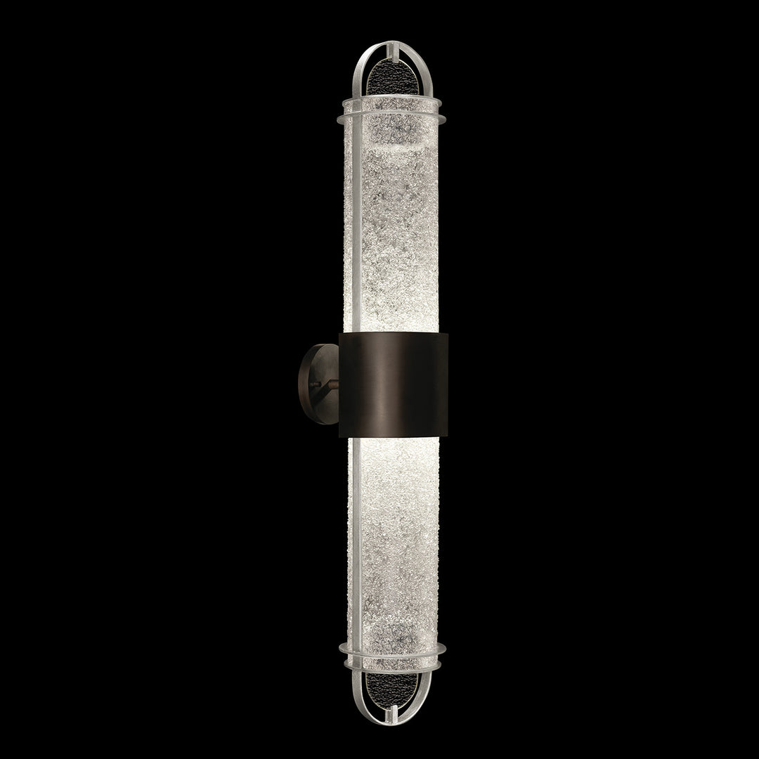 Fine Art Handcrafted Lighting Bond 35.3"H Sconce in Standard Black Iron with Standard Silver Leaf, Diamond Blanket (926450-11ST)
