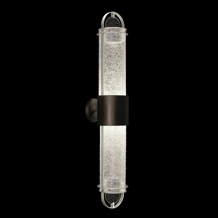 Fine Art Handcrafted Lighting Bond 35.3"H Sconce in Standard Black Iron with Standard Silver Leaf, Diamond Blanket (926450-11ST)