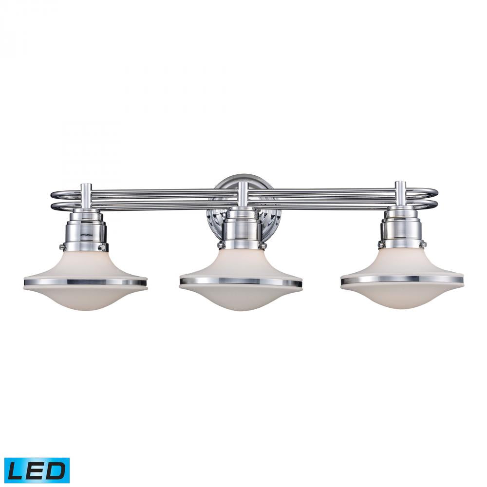 Elk Retrospectives 3-Light Vanity Sconce in Polished Chrome with Opal White Glass Vanity Lights LG Floor Sample Default Title  