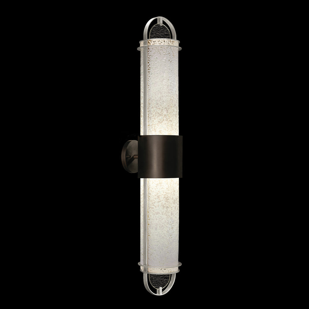 Fine Art Handcrafted Lighting Bond 35.3"H Sconce in Standard Black Iron with Standard Silver Leaf, Bahama Sand (926450-12ST)