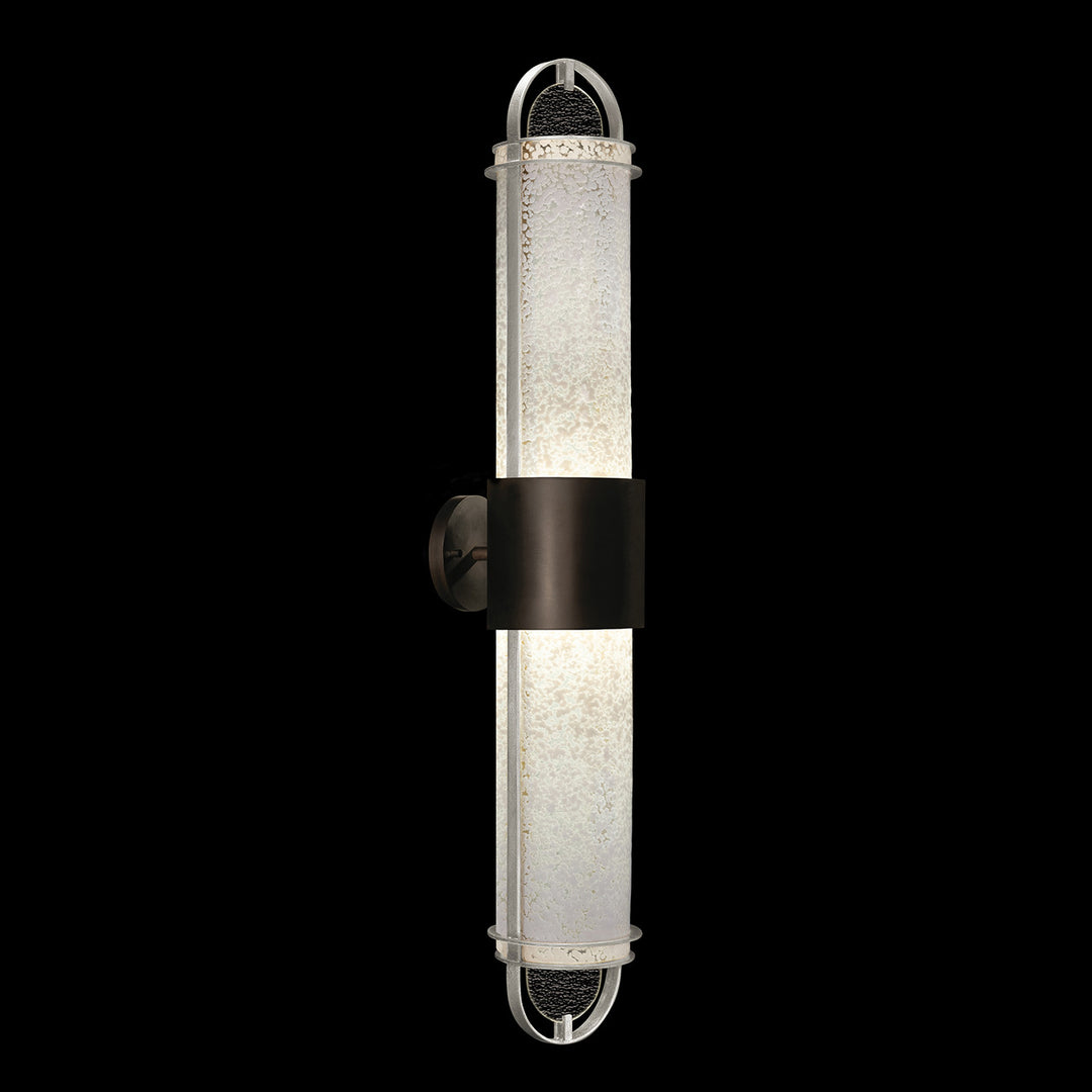 Fine Art Handcrafted Lighting Bond 35.3"H Sconce in Standard Black Iron with Standard Silver Leaf, Bahama Sand (926450-12ST)