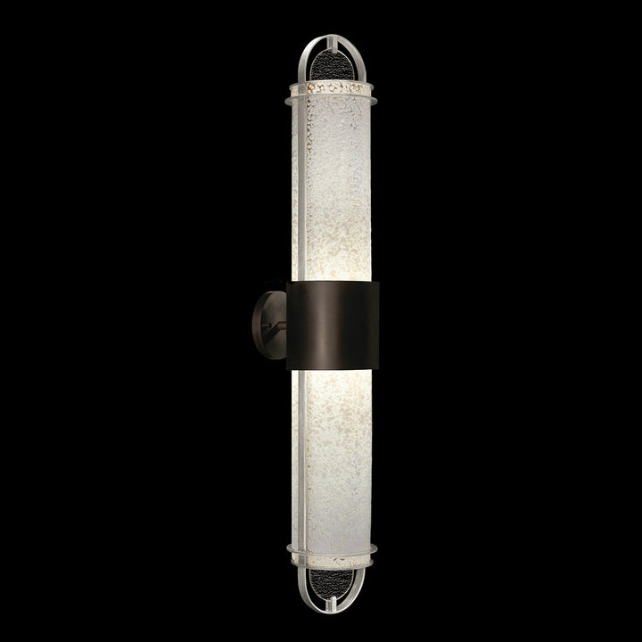 Fine Art Handcrafted Lighting Bond 35.3"H Sconce in Standard Black Iron with Standard Silver Leaf, Bahama Sand (926450-12ST)