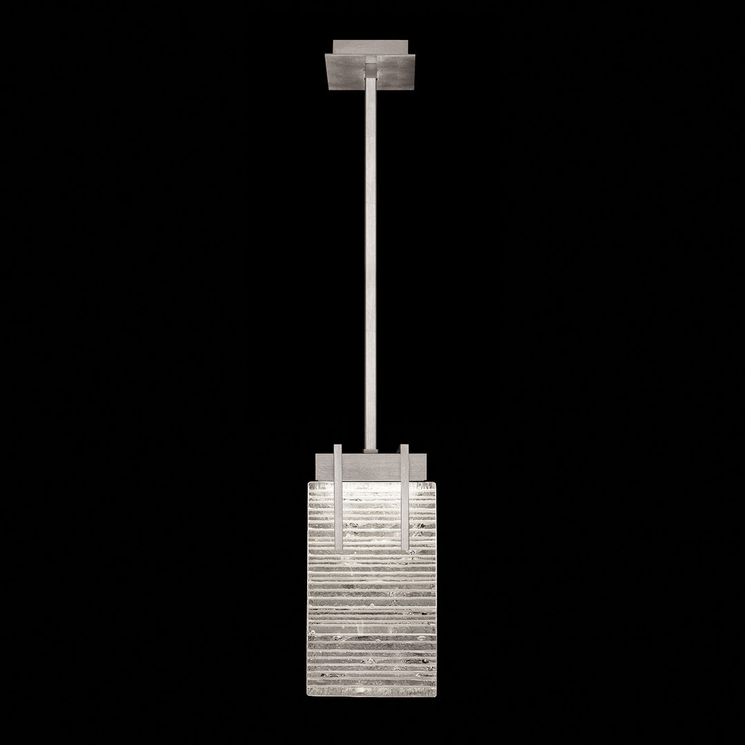 Fine Art Handcrafted Lighting Terra 7.75"W Rectangular Pendant 930540 in Standard Silver Leaf, Rake Clear (930540-25ST)