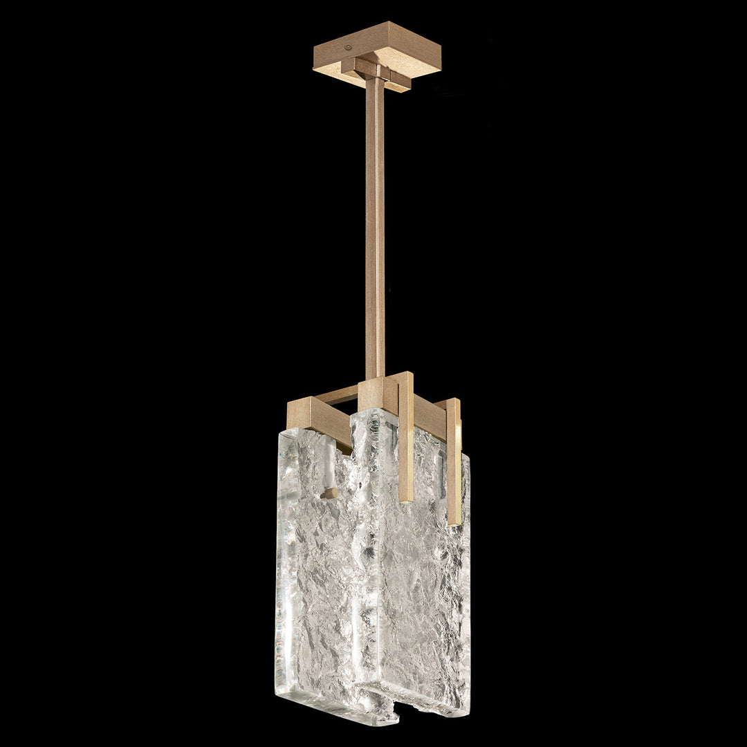 Fine Art Handcrafted Lighting Terra 7.75"W Rectangular Pendant 930540 in Standard Soft Gold Leaf, Clear (930540-31ST)