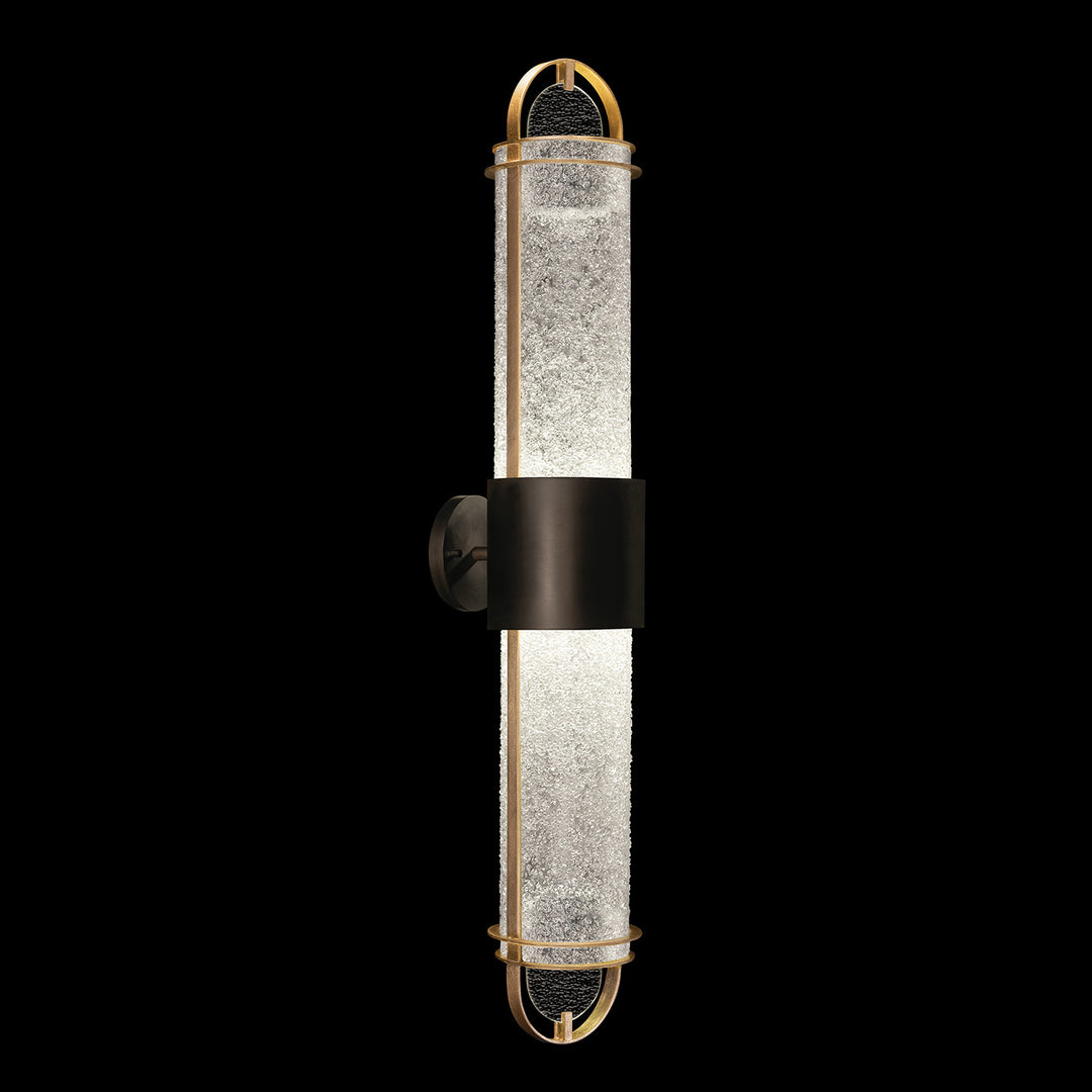 Fine Art Handcrafted Lighting Bond 35.3"H Sconce in Standard Black Iron with Gold Leaf, Diamond Blanket (926450-21ST)