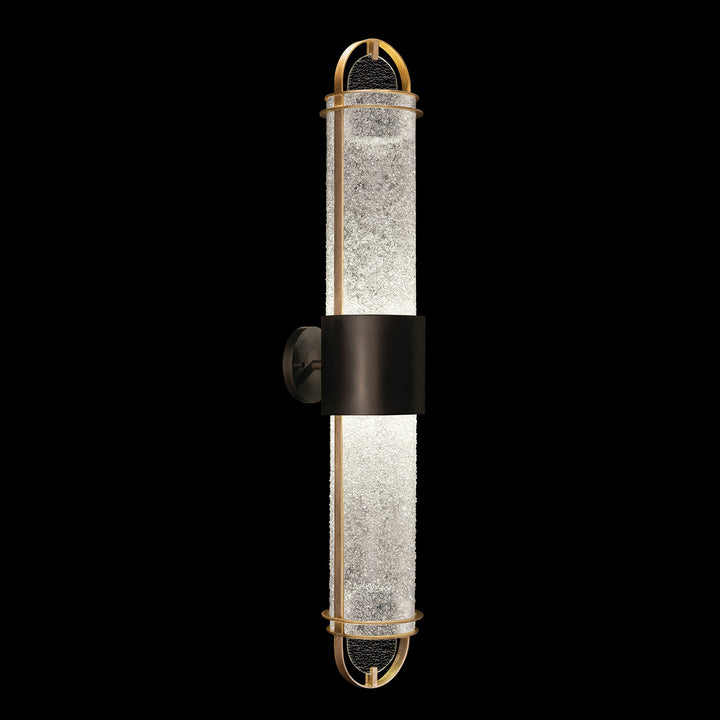 Fine Art Handcrafted Lighting Bond 35.3"H Sconce in Standard Black Iron with Gold Leaf, Diamond Blanket (926450-21ST)