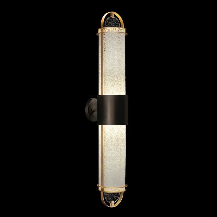 Fine Art Handcrafted Lighting Bond 35.3"H Sconce in Standard Black Iron with Gold Leaf, Bahama Sand (926450-22ST)