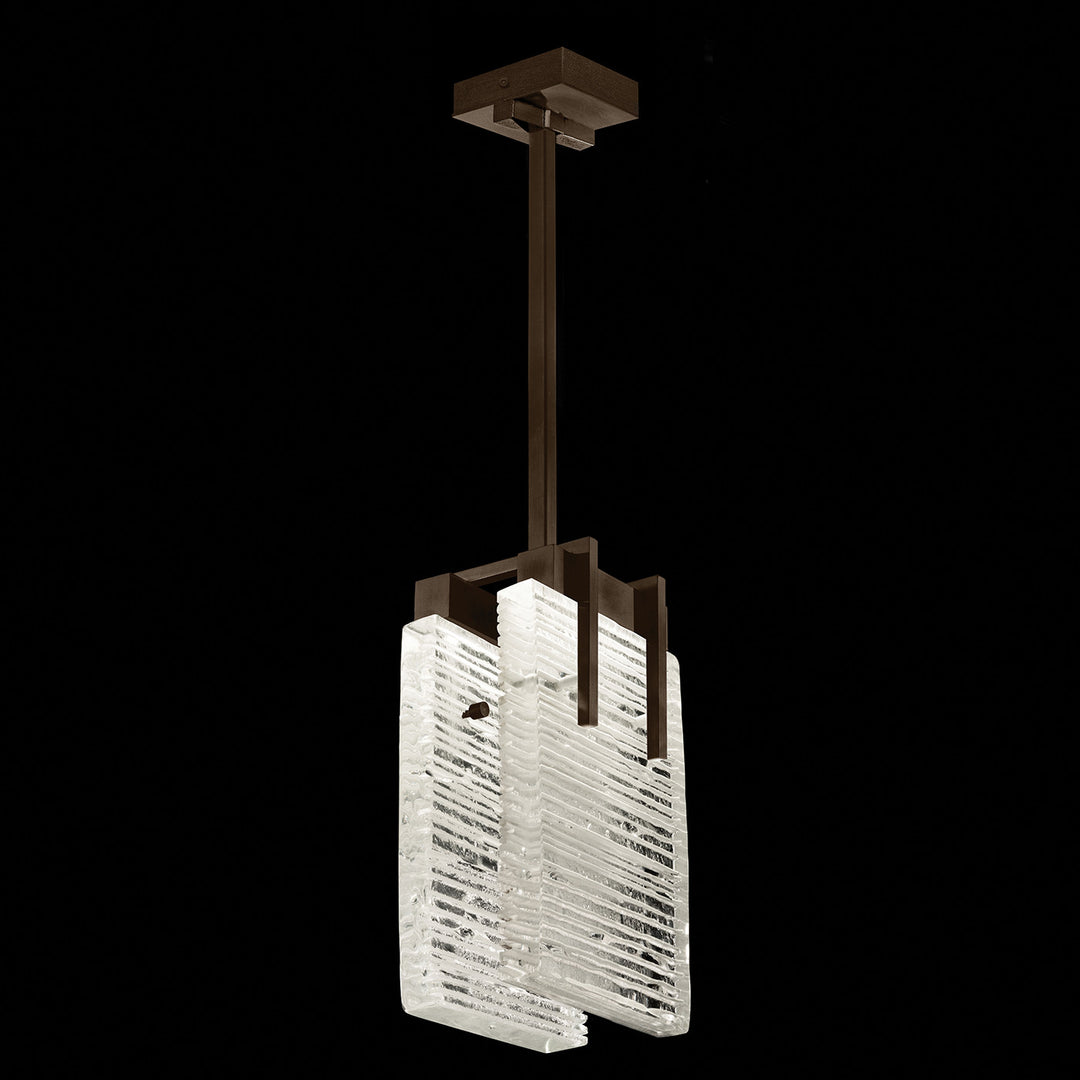 Fine Art Handcrafted Lighting Terra 7.75"W Rectangular Pendant 930540 in Bronze, Rake Clear (930540-45ST)