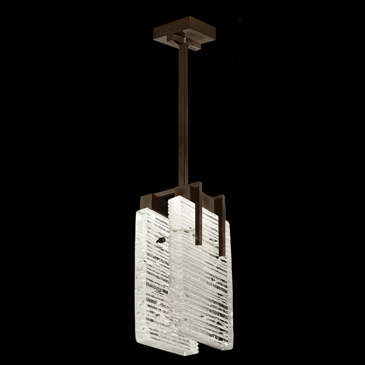 Fine Art Handcrafted Lighting Terra 7.75"W Rectangular Pendant 930540 in Bronze, Rake Clear (930540-45ST)