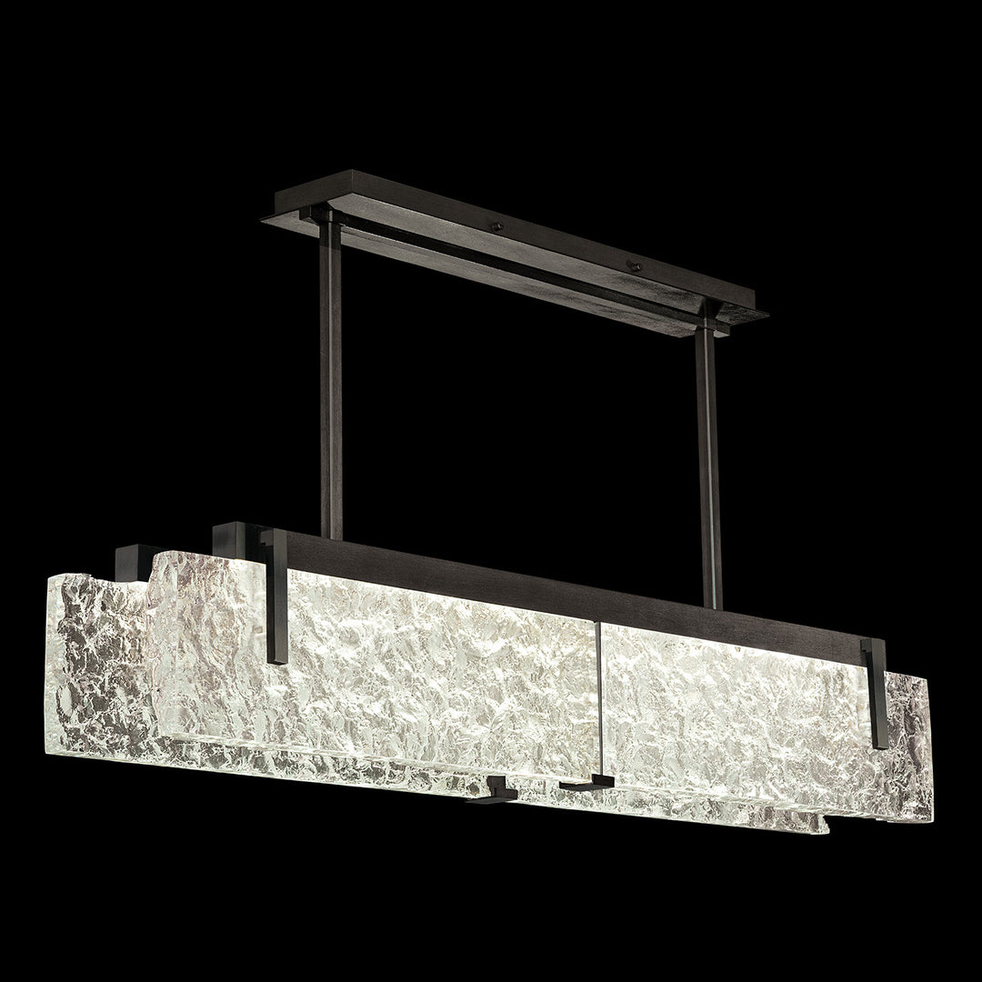 Fine Art Handcrafted Lighting Terra 52.25"W Linear Pendant in Standard Black Iron, Clear Glass (928040-11ST)