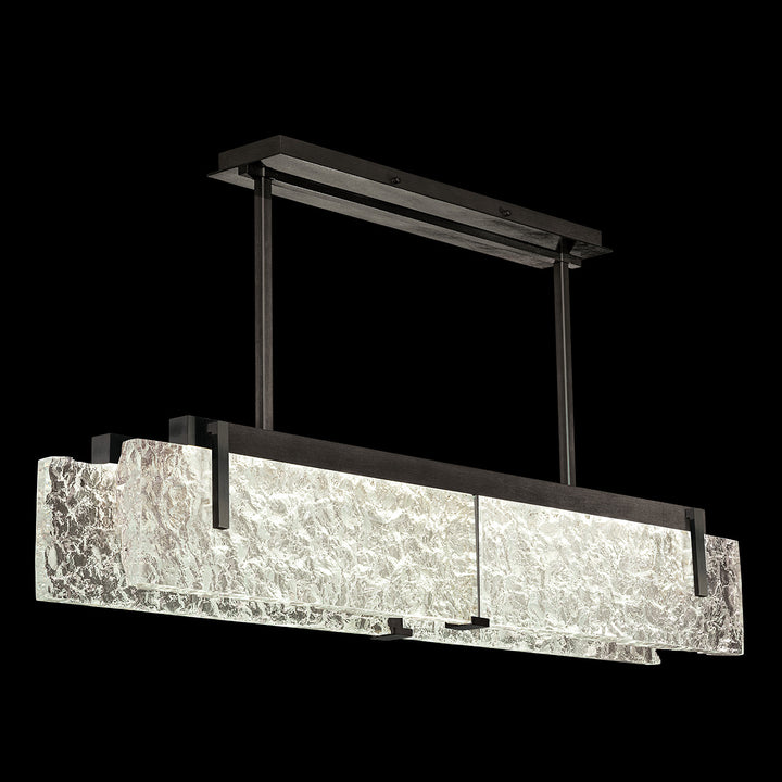 Fine Art Handcrafted Lighting Terra 52.25"W Linear Pendant in Standard Black Iron, Clear Glass (928040-11ST)