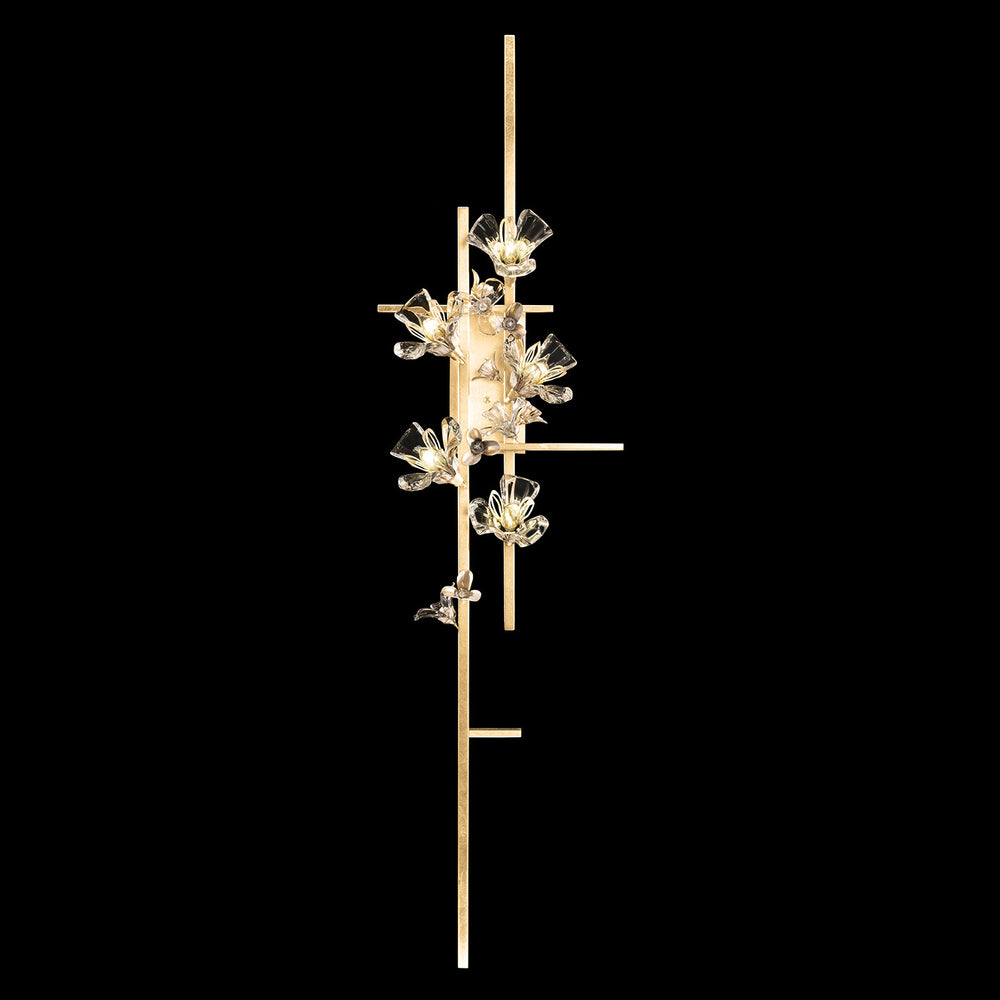 Fine Art Handcrafted Lighting Azu 64"H RSF Sconce in Gold Leaf with White and Gold Details (918950-2ST)