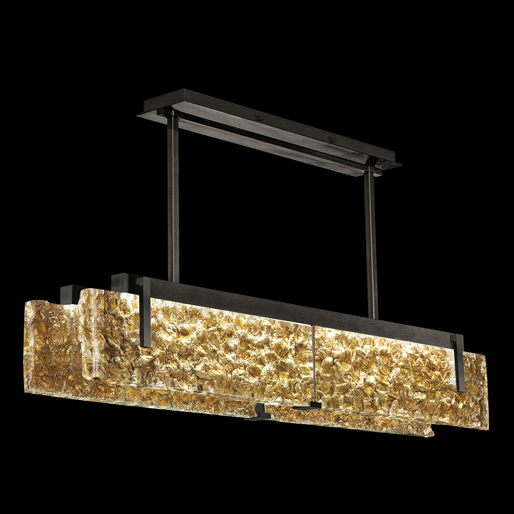 Fine Art Handcrafted Lighting Terra 52.25"W Linear Pendant in Standard Black Iron, Gold Leaf (928040-12ST)