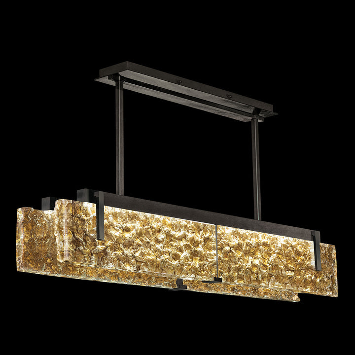 Fine Art Handcrafted Lighting Terra 52.25"W Linear Pendant in Standard Black Iron, Gold Leaf (928040-12ST)