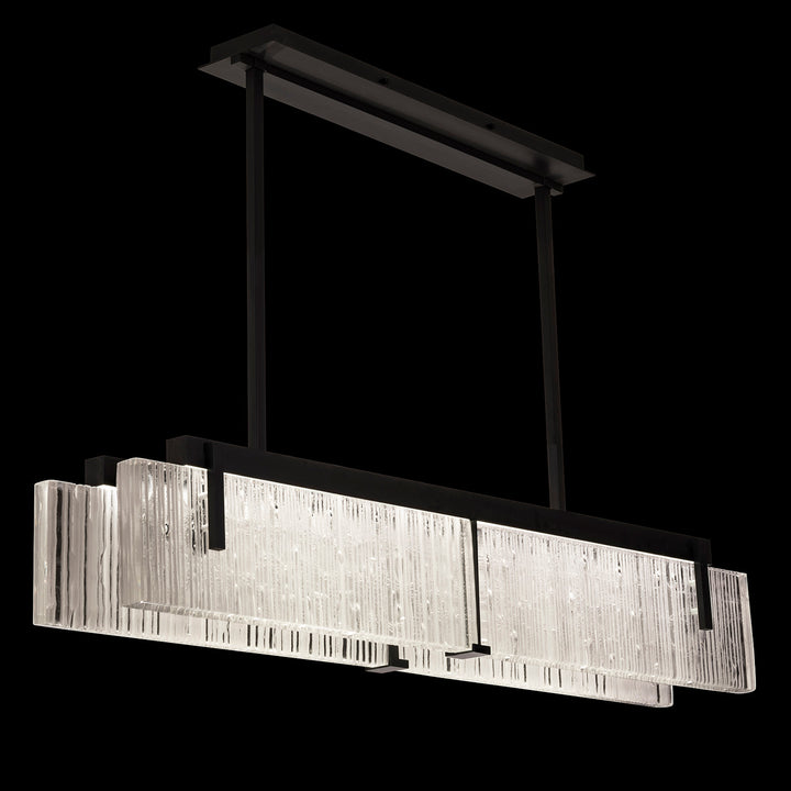Fine Art Handcrafted Lighting Terra 52.25"W Linear Pendant in Standard Black Iron, Rake Clear (928040-15ST)