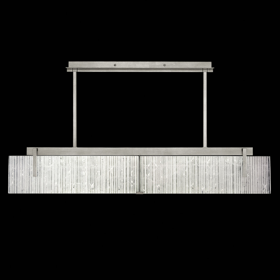 Fine Art Handcrafted Lighting Terra 52.25"W Linear Pendant in Standard Silver Leaf, Rake Clear (928040-25ST)