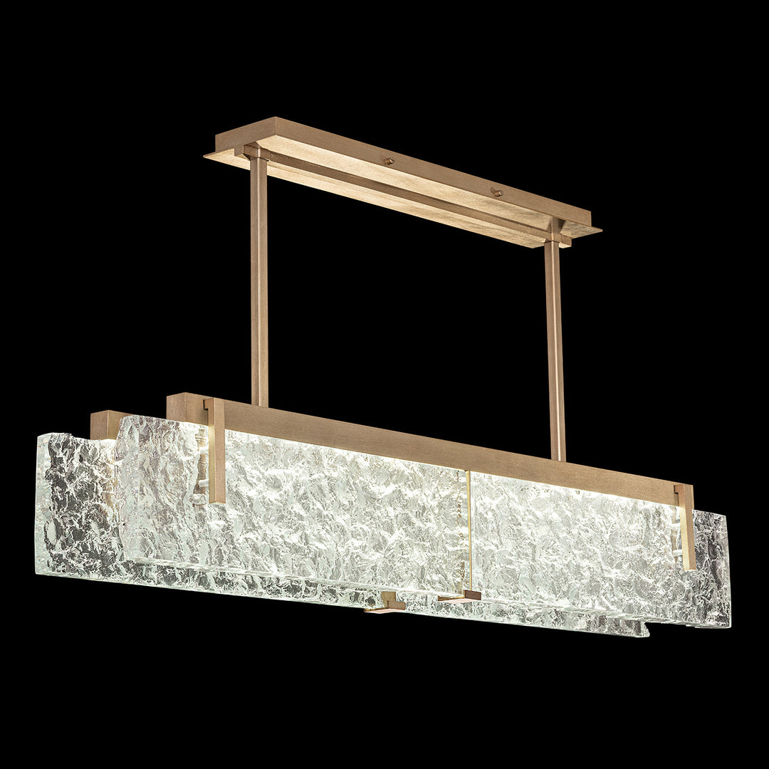 Fine Art Handcrafted Lighting Terra 52.25"W Linear Pendant in Standard Soft Gold Leaf, Clear Glass (928040-31ST)