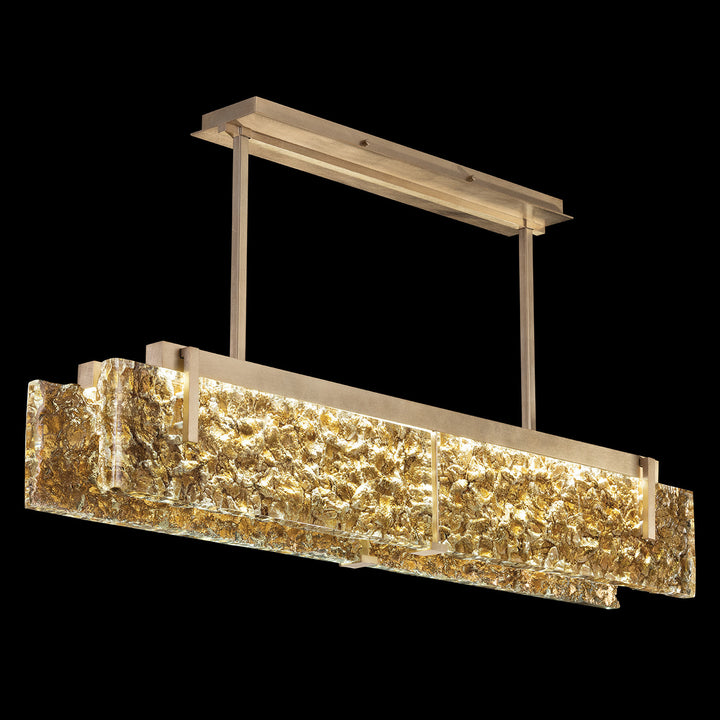 Fine Art Handcrafted Lighting Terra 52.25"W Linear Pendant in Standard Soft Gold Leaf, Gold Leaf (928040-32ST)