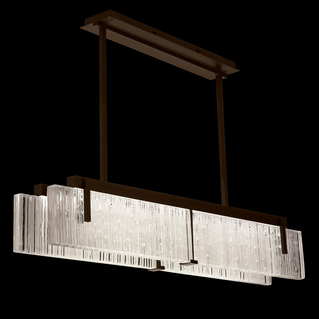 Fine Art Handcrafted Lighting Terra 52.25"W Linear Pendant in Bronze, Rake Clear (928040-45ST)