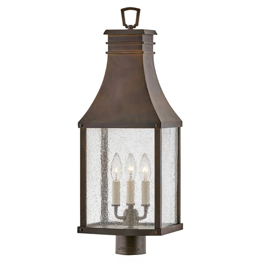 Hinkley Beacon Hill Outdoor Post Mount Lantern Large Post Mount Lantern Blackened Copper 17461BLC