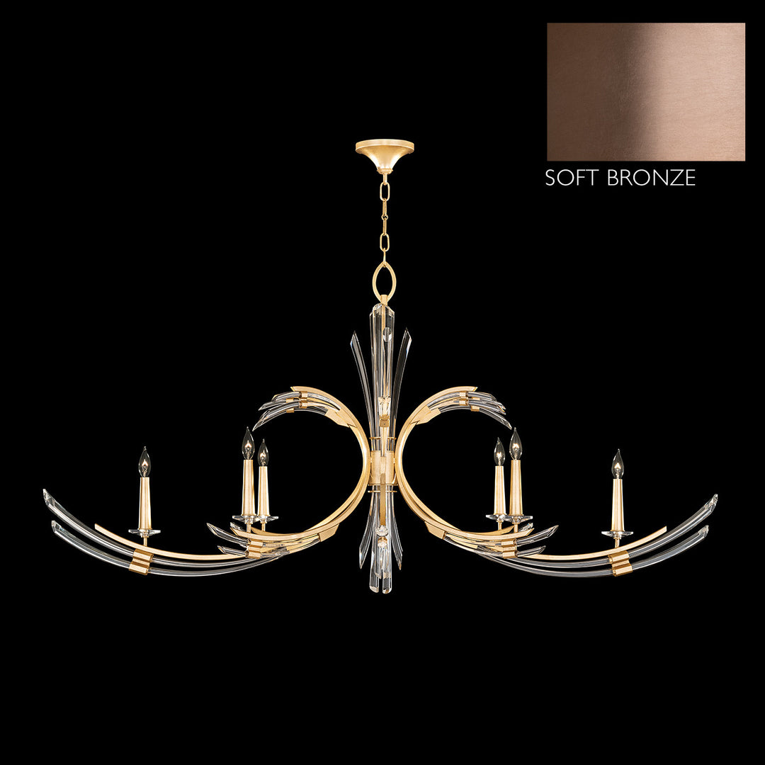 Fine Art Handcrafted Lighting Trevi 68"W Oblong Chandelier in Soft Ombre Bronze (781940-3ST)