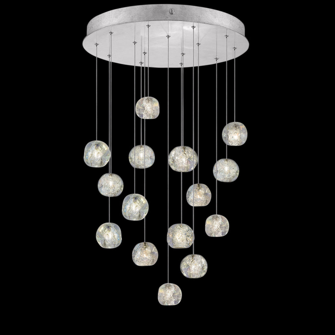 Fine Art Handcrafted Lighting Natural Inspirations 21"W Round Pendant in Standard Silver Leaf, Nebula (853140-106LD)
