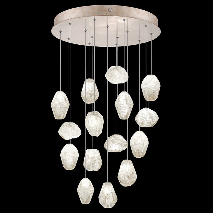 Fine Art Handcrafted Lighting Natural Inspirations 21"W Round Pendant in Mottled Gold Leaf, Clear Quartz (853140-23LD)