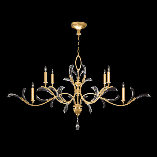 Fine Art Handcrafted Lighting Beveled Arcs 74"W Oblong Chandelier in Standard Gold Leaf (700840-SF3)